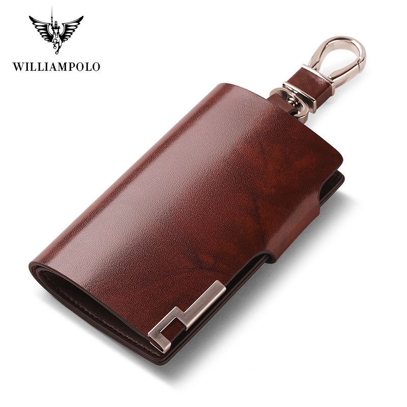 Williapolo Fashion Cowhide Leather Pillow 6 Rings Key Holder Unisex Solid Wallet PL176112