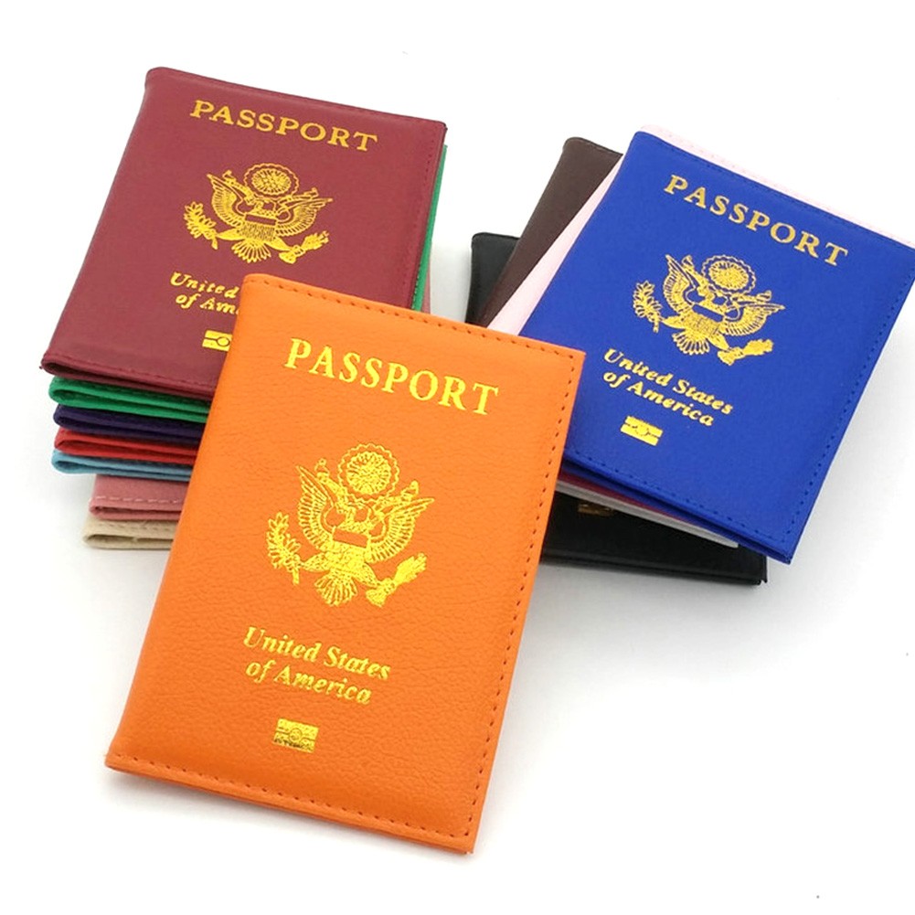 PU Leather Passport Cover Vintage American Covers Card Holder Organizer Bag Travel USA