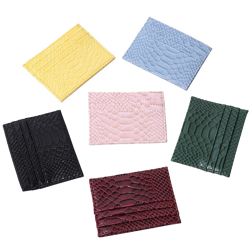 Customized Hot Sales Card Holder Men Women Ostrich/Crocodile/Python/Snake PU Leather PU Wallets Small Card Holder Bag Card Holder