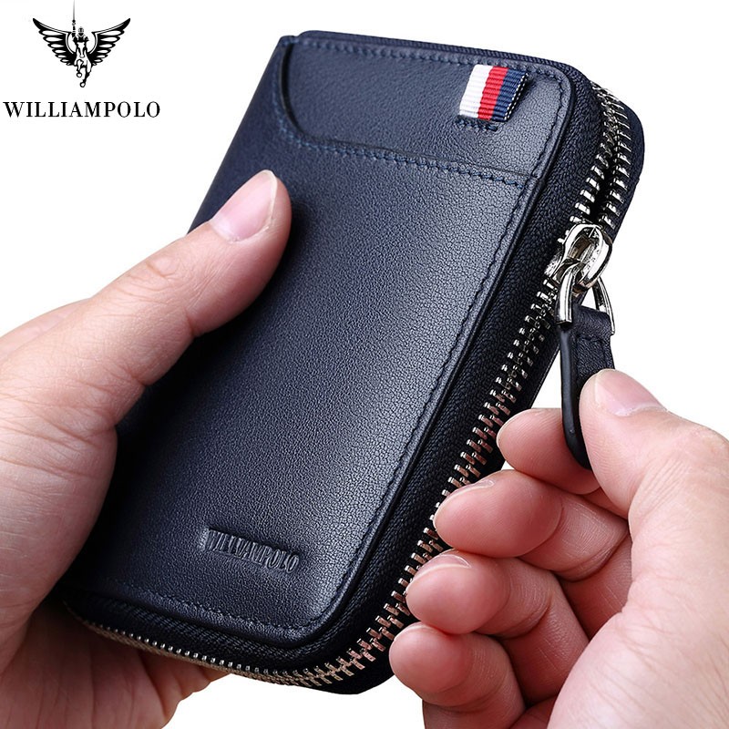 Fashionable Leather Wallet for Men, Fashion Genuine Leather Men Wallet Zipper Coin Clip Card Holder Pl283