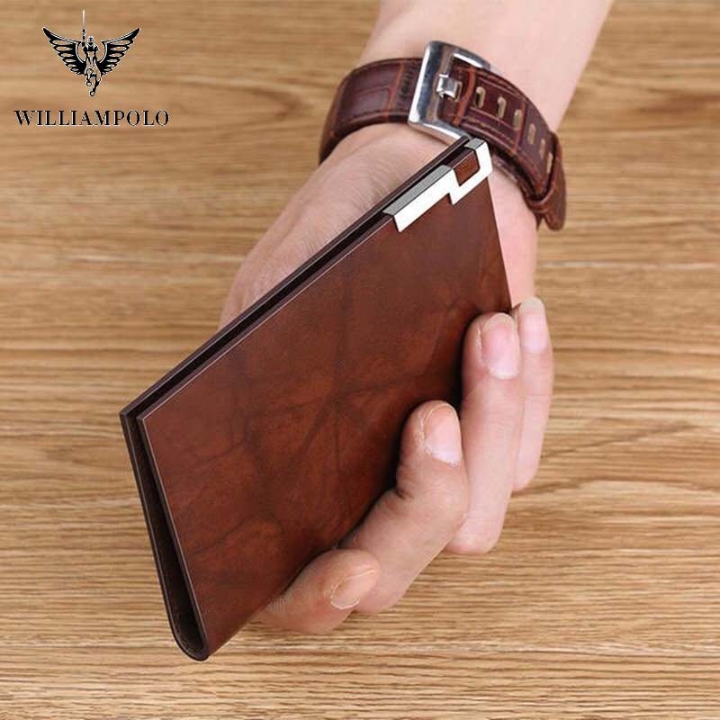 Men Wallet Fashion 100% Real Leather Card Holder Metal Wallet Credit Card Case PL185142