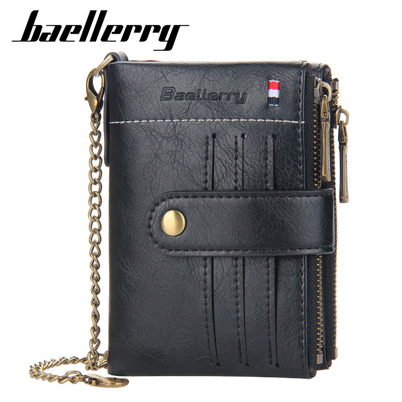 Retro Genuine Leather Men Wallet Fashion Zipper Soft PU Passport Passport Cover Coin Purse Credit Card Holder Short Slim Wallet for Men