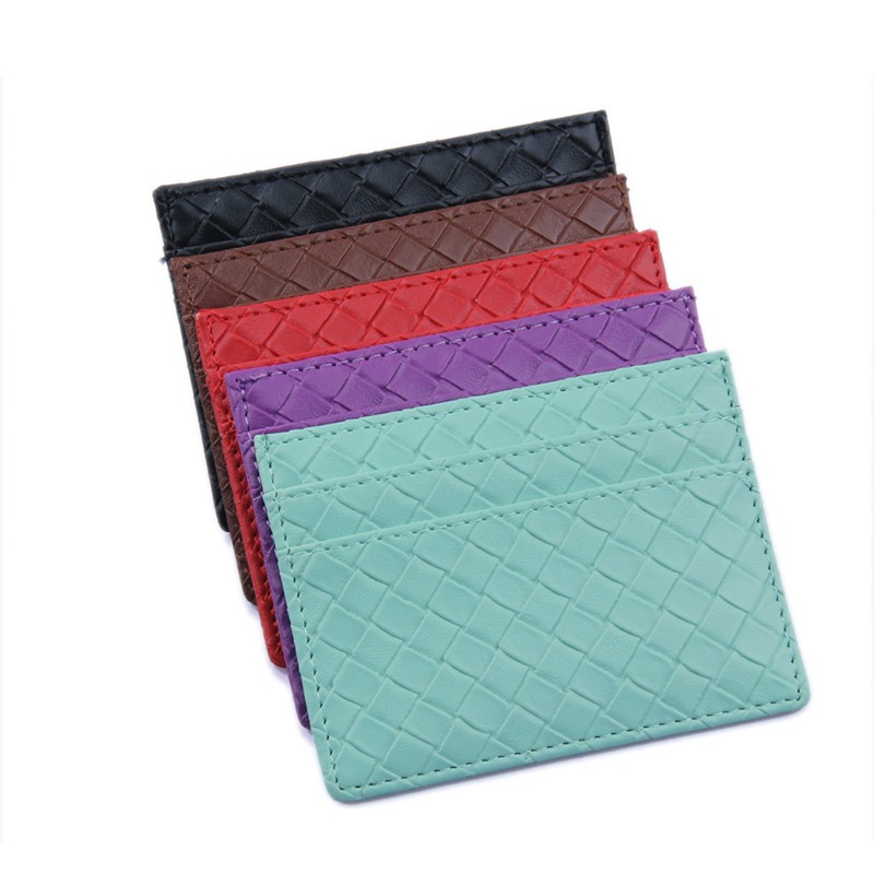 Woven Pattern Card Holder Women PU Leather Men Credit Card Organizer Slim ID Card Coins Case Business Women Wallet Unisex Wallet