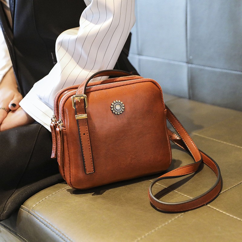 Women's leather handbag casual fashion brand design crossbody bag single shoulder bag free shipping