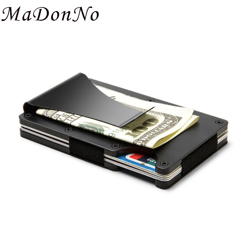 Rfid Card Holder Wallets Men Women Slim Thin Metal Wallet Small Size Male Money Bags Small Black Wallet Wallet for Men 2021