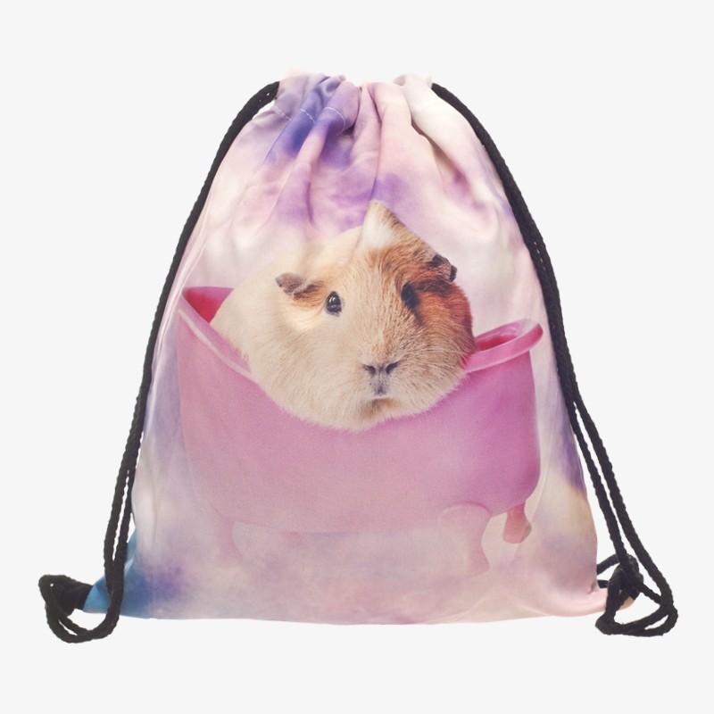 3D Print Drawstring Bag Sports Drawstring Backpack Guinea Pig Fashionable Men Women New Collection