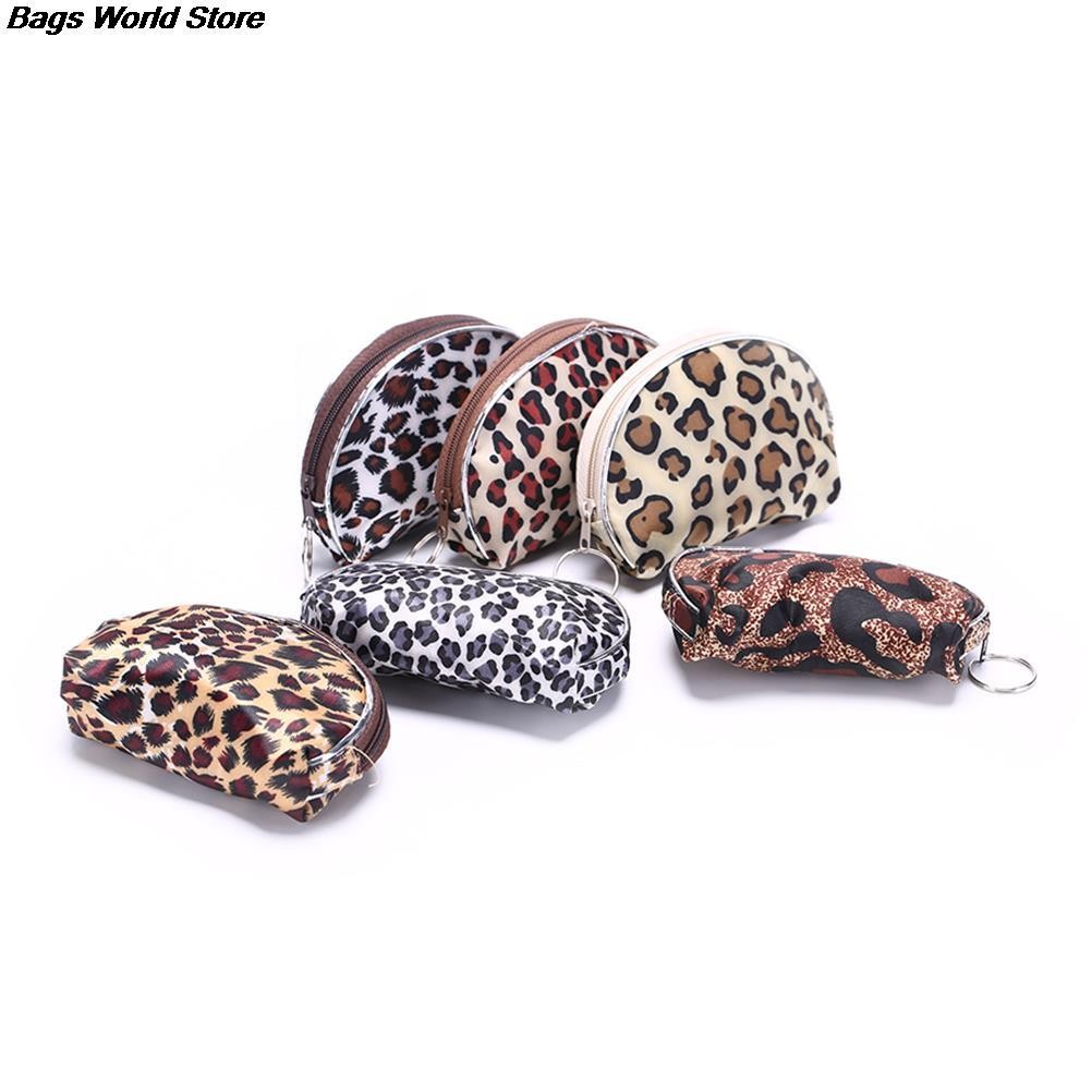 2pcs Mini Wallet Peach Heart Zip Wallet Women Clutch Bag Coin Purse Wallet Leopard Leopard Random