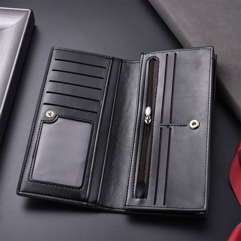Fashion Long Section Wallets For Men Famous Brand Coin Bag High Capacity ID Wallet Purse Zipper Clutch Mobile Phone Bag Clutch