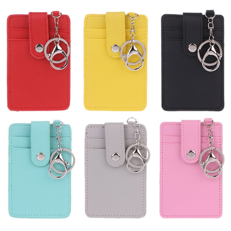 Women Mini Card Holder Portable ID Card Holder Card Cover Desk Work Keychain Keychain Tool