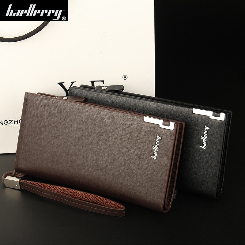 2020 Baellerry Business Men's Wallets Solid PU Leather Long Portable Cash Purses Casual Standard Male Clutch Bag