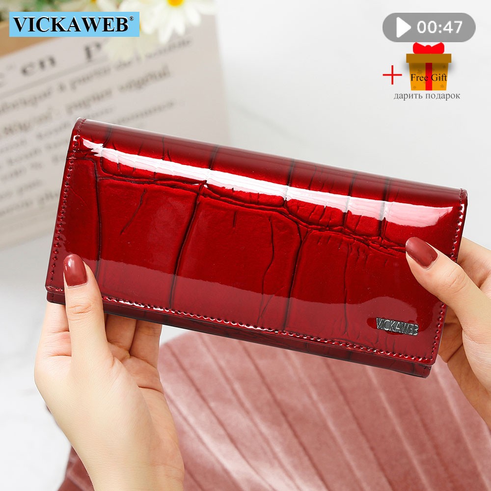 Genuine Leather Long Wallet With Magnetic Closure For Women Free Gift Fashion Wallet