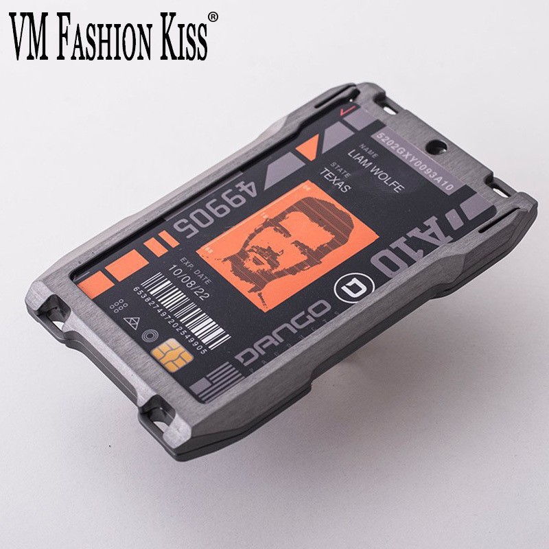 VM Fashion Kiss Metal Rfid Card Holder Wallet Men Business Badge Credit Card Holder Pilot Wallet Small Size ID Card Tarjetero