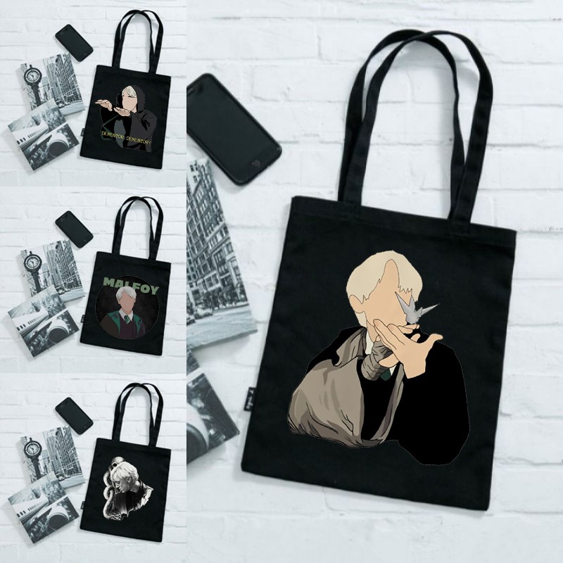 Draco Malfoy Shopping Bags Shopper Travel Bags Canvas Woman Tote Mom Designer Canvas Bags Cheap Printed Shopping Tote