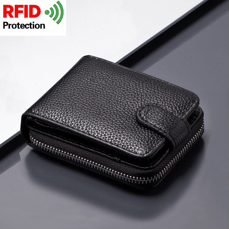 2022 Smart Wallet Men Wallets RFID Card Holder 100% Vintage Leather Card Wallet Coin Pocket Money Bag tarjetero hombre