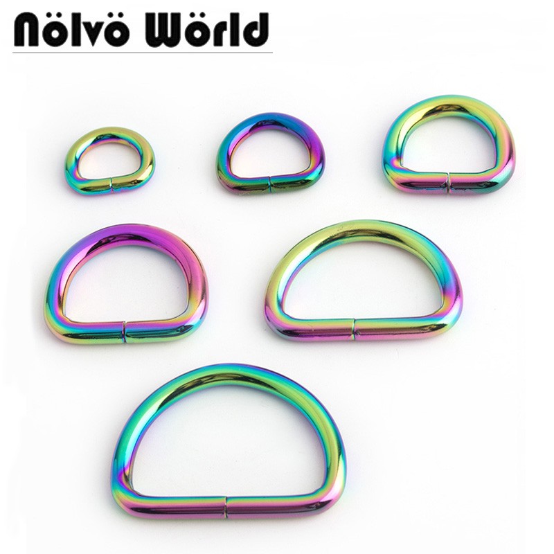 Heavy Duty Metal Sewing Rings, Rainbow Open D-Ring Belt Rings, 10-50 Pieces, Full Size 10-13-15-25-32-38mm, For Sewing Wholesale