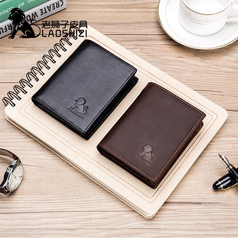 LAOSHIZI LUOSEN Leather Men's wallet anti-theft brush fashion first layer leather change clip double large note Wallet