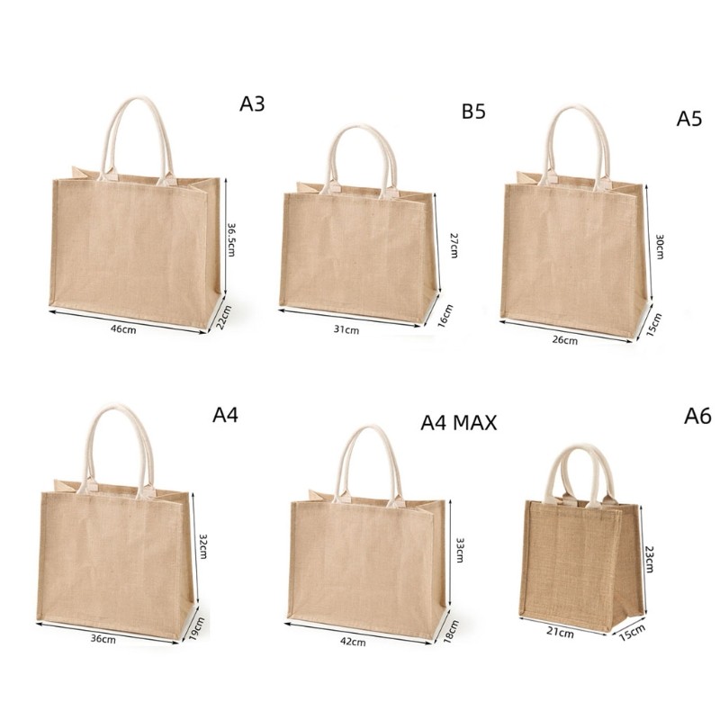 Durable Jute Shopping Bag Large Capacity Reusable Women Girls Travel Beach Bag Portable Bag Storage Organizer Handbag