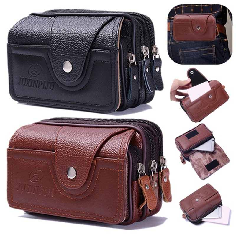 Pu Vintage Waist Pack Multifunction Phone Coin Waist Bag Vintage Unisex Belt Outdoor Small Purse Men Women