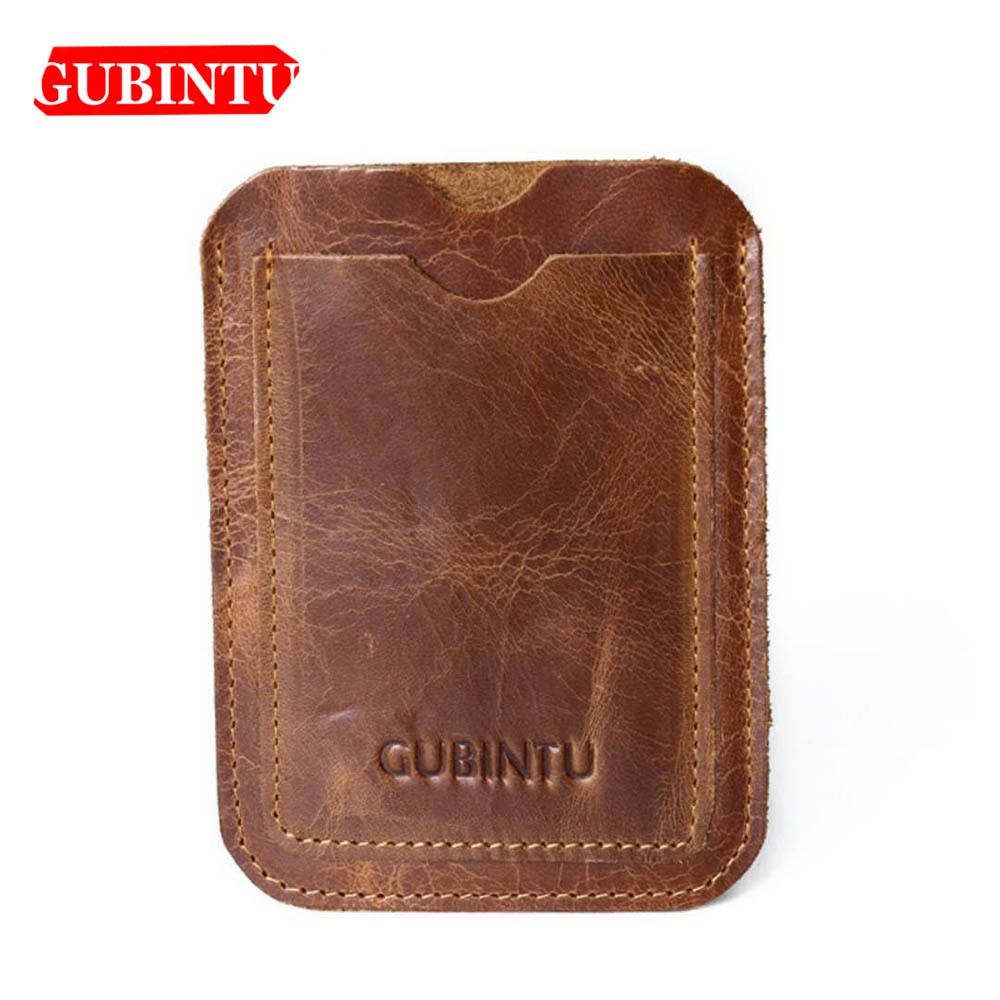 GUBINTU Genuine Leather Card Wallet Simple Design ID Card Holder Traffic Card Pocket Classic High Quality Brand Male Wallet