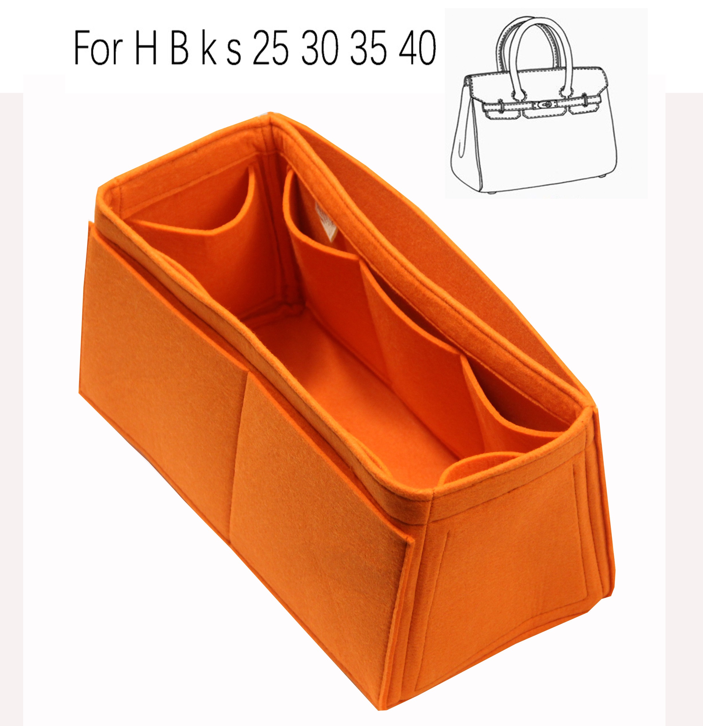 For H 25 Bir 30 k s 35 40 Handmade 3mm Felt Insert Bags Organizer Makeup Handbag Organize Portable Cosmetic Base Figure