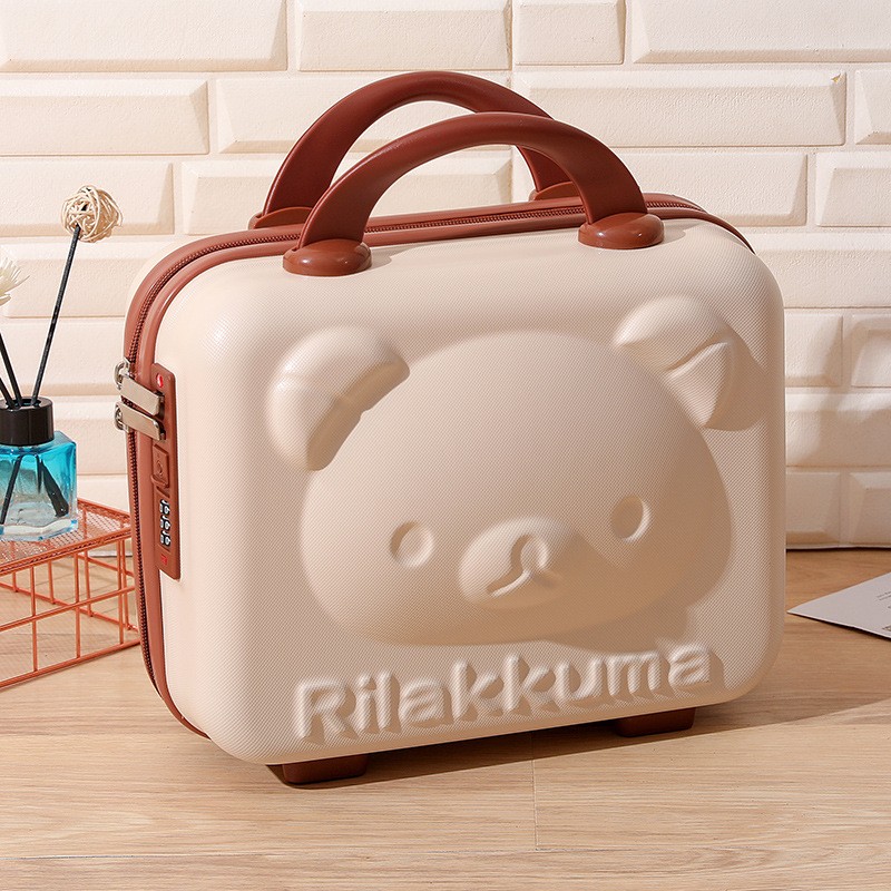 14 Inch Rilakkuma Storage Box Makeup Box Mini Portable Suitcase With Password Lock Small Luggage Make Up Storage Case