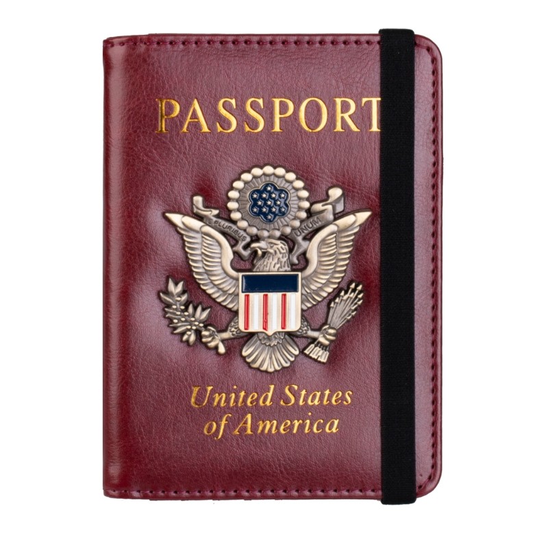 حامل جواز سفر غطاء محفظة تتفاعل حجب حافظة بطاقات من الجلد منظم وثائق السفر 066C