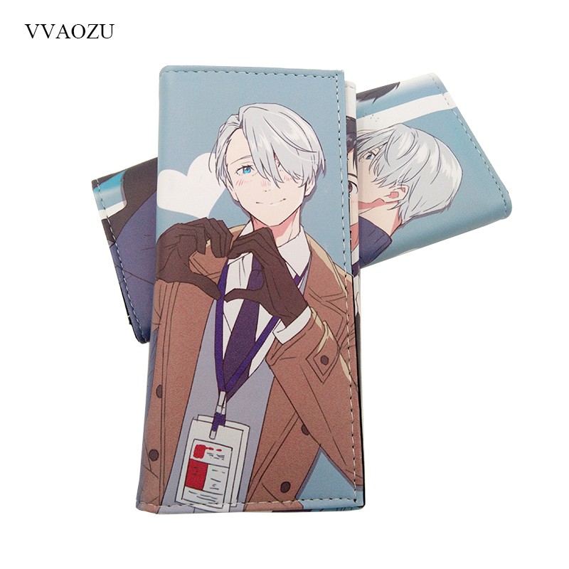 Long Leather Wallet, Faux Leather Wallet with Multi Card Holder, Anime Yuri on Ice Cos, Victor Nikiforov