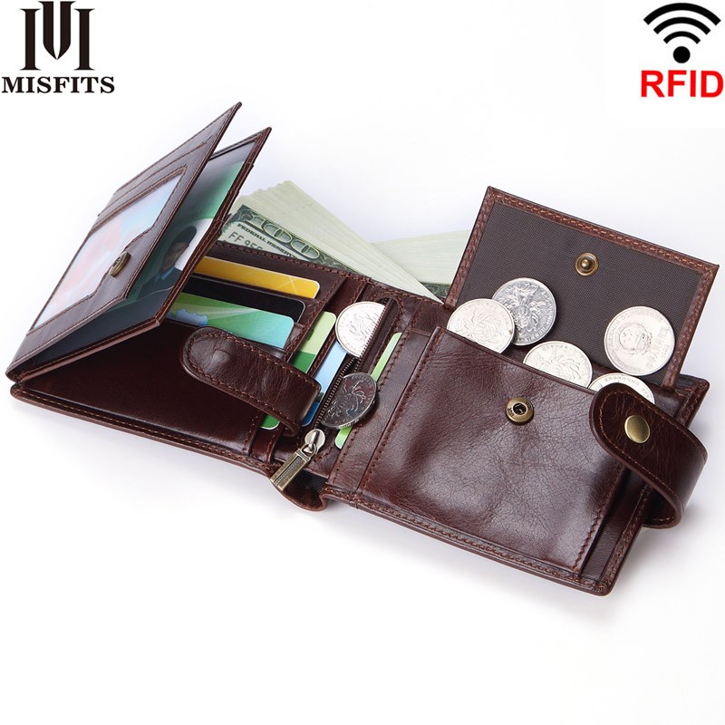 Super wallet men trifold genuine leather small wallet for men top quality male wallet zipper coin card holder men rfid wallet