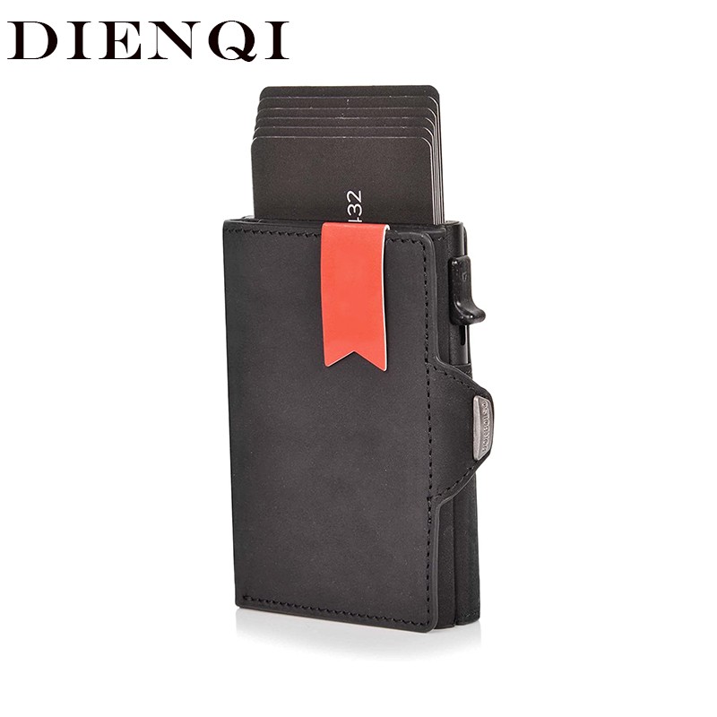 Genuine Leather Pc Card Holder Men Wallets Slim Thin Coin Purse Pocket Money Bags Luxury Metal Small Macsafe Wallet Male Purses