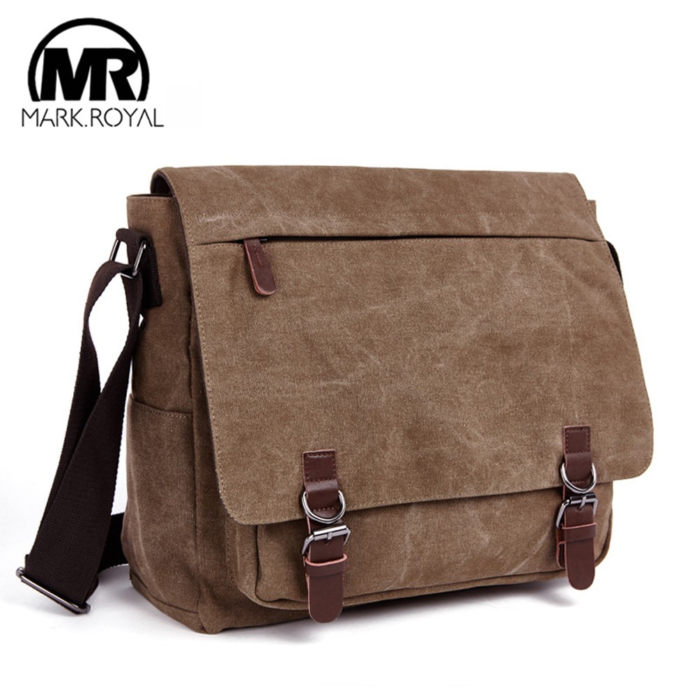 MARKROYAL - Men's Canvas Shoulder Bag, High Quality Laptop Shoulder Bag