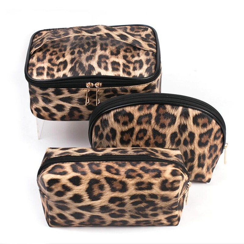 Leopard Print Cosmetic Storage Bag Women Waterproof Wash Bag Travel Essentials Makeup Organizer Toiletry Bag