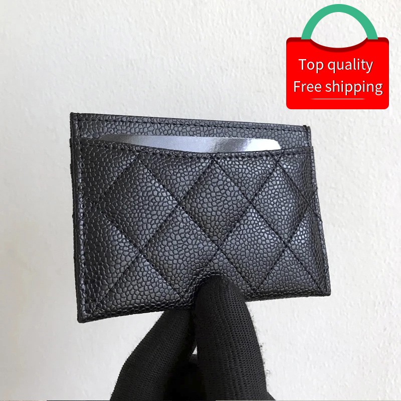 Fast Welivery Luxury Brand High Quality Leather Card Holder Diamond Pattern Unisex Wallet Caviar Sheepskin Classic Coin Purse