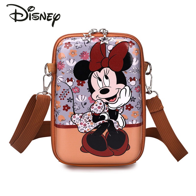 Disney 2022 new fashion girl shoulder messenger bag high quality cartoon girl mobile phone bag large capacity messenger bag