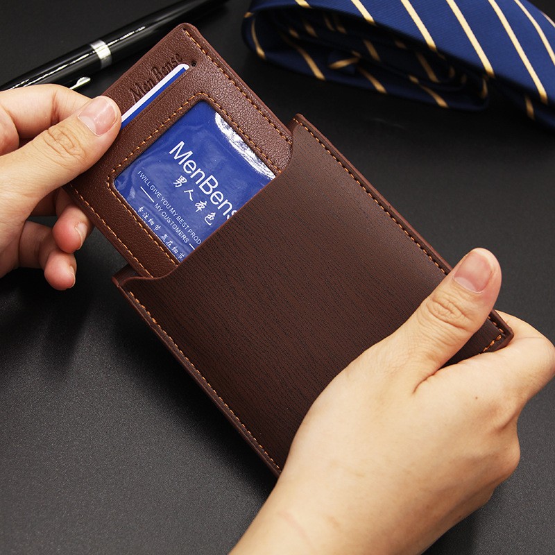 Multifunction Small Wallet Men Leather Wallets Iron Credit Card Holders PU Money Bag Vintage Leather Wallet Male