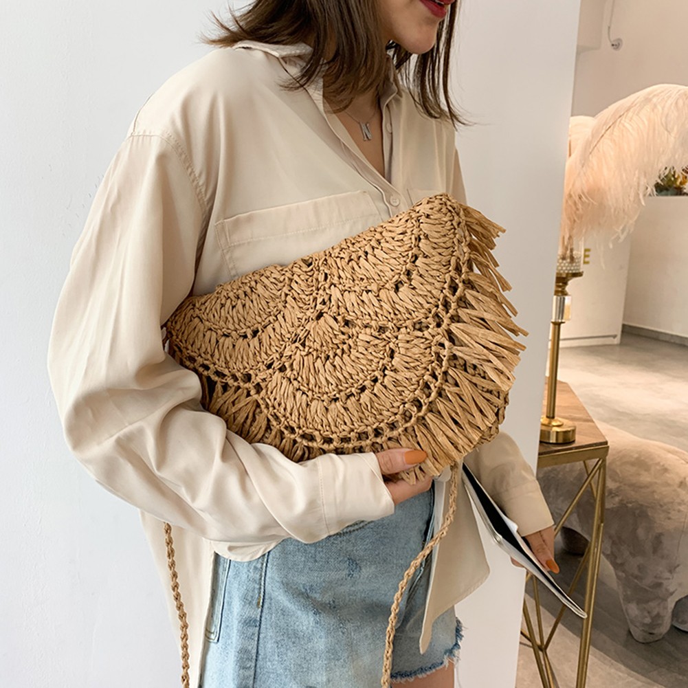 Summer straw bags for women 2021 tassel handmade beach bags raffia rattan woven handbags female holiday crossbody bags clutch