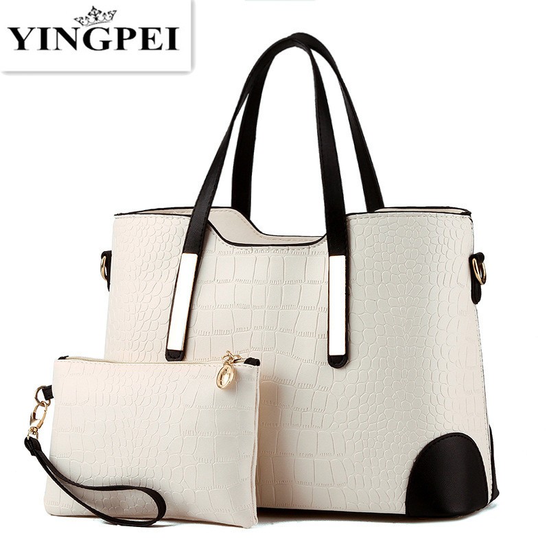 YINGPEI - Women's Vintage Shoulder Bag, Top-Handle Bag, Composite Crocodile Pattern, Leather Wallet