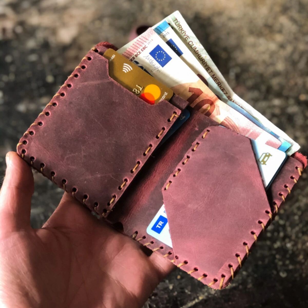 100% Genuine Leather Men Wallets Handmade Credit Card Wallet Casual Horse Small Wallets Vintage Cowhide Wallets Gift Card Holder