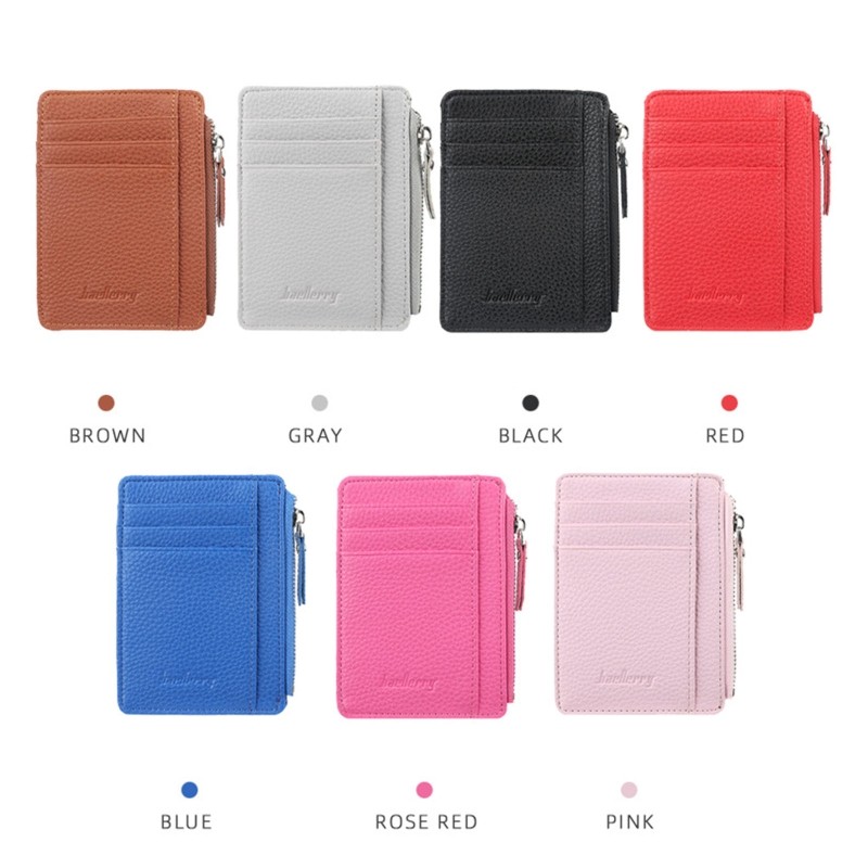 Ultra-thin Slim PU Leather Credit Card Holder Wallet Women Men Lightweight Business Change Money Wallet Card Bus Coin Bag