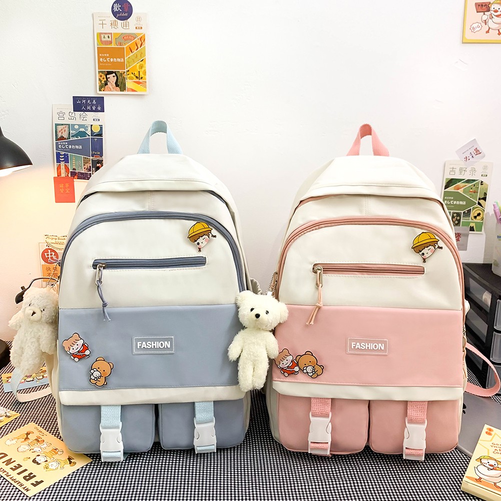 Casual Nylon Women Backpack Candy Color School Bags for Teenagers Girls Book Bags Patchwork Backpack Female Travel Bag