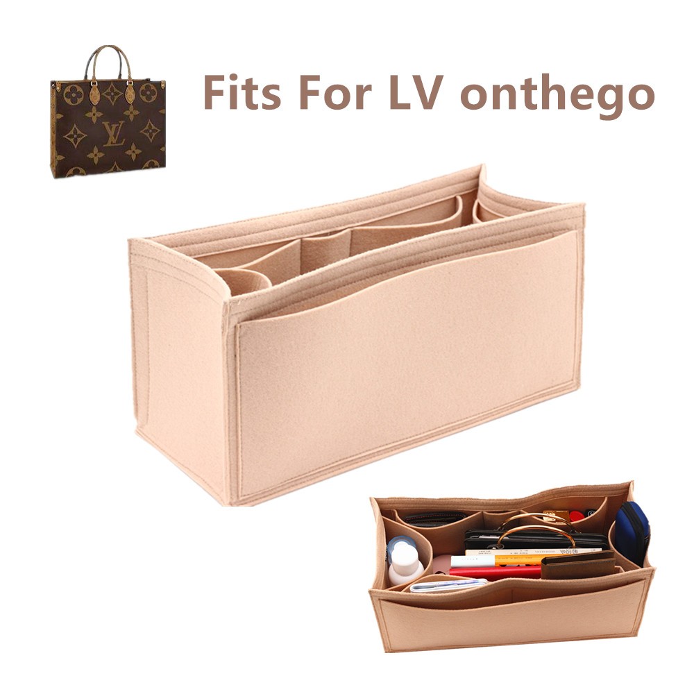 Fits for onthego GM Felt Cloth Insert Handbag Organizer Makeup Shaper On The Go Organizer Portable Cosmetic Bags