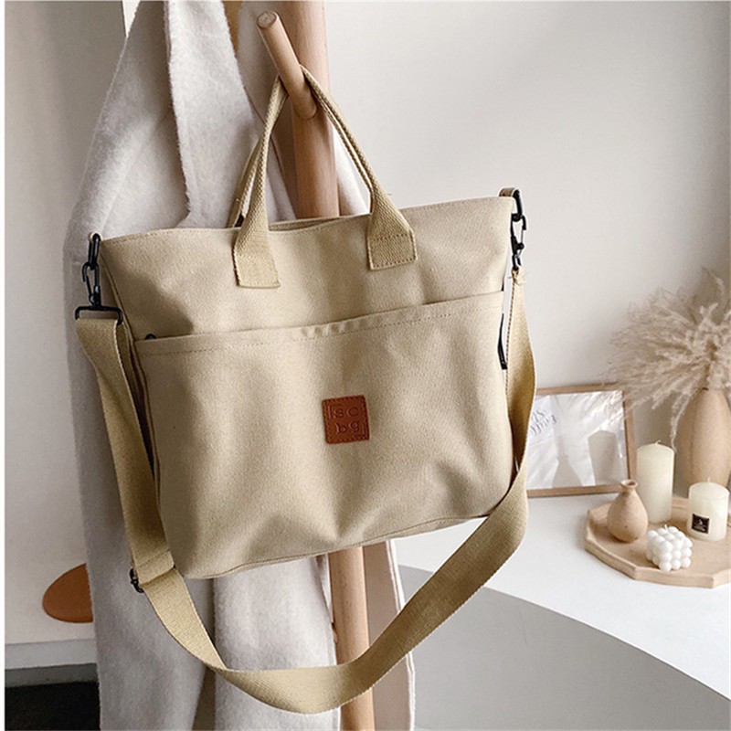 Women Canvas Handbag Shoulder Bag Female Solid 2022 Trend Luxury Fashion Designer Crossbody Bag Casual Square Tote Shopping Bag