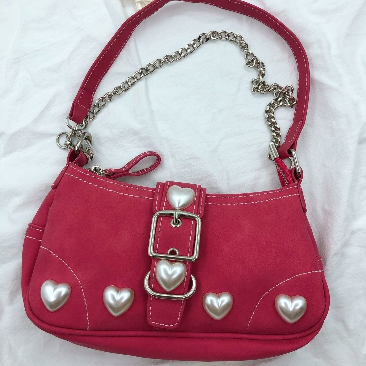 Xiuya Harajuku Vintage Female Shoulder Bag 2022 Rose Red Heart Japanese Gothic Lolita Bag Female Mobile Phone Bags Pouch Purse