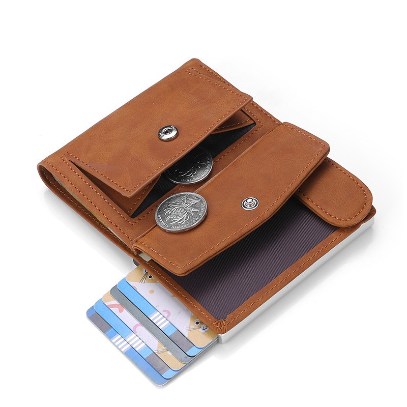 DIENQI تتفاعل حامل بطاقة الائتمان محافظ الرجال جلد طبيعي الذكية الأعمال حامل بطاقة معدنية محفظة صغيرة الحجم nederlands حقيبة
