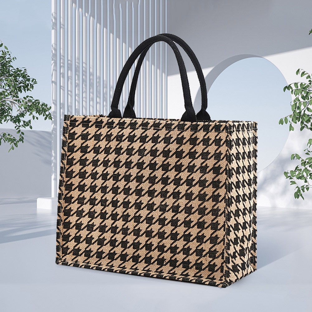 Linen Square Casual Ladies Shopping Bag Daily Shopping Bag Large Capacity Storage Bags For Home Travel