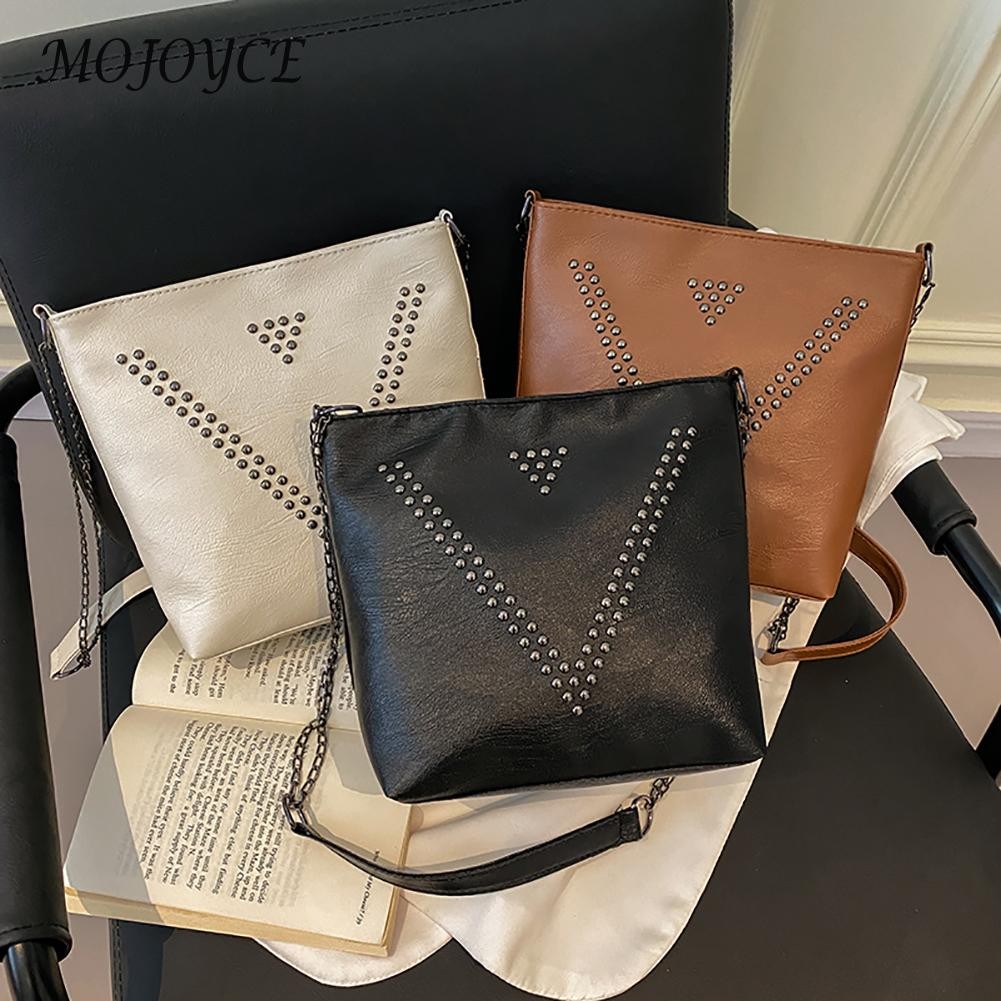 Women Shoulder Bags Fashion PU Leather Handbag Purse Female Small Rivet Casual Messenger Bag Multifunction Small Clutch