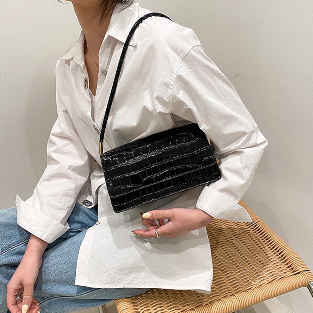 Women Shoulder Underarm Bag PU Leather Crocodile Pattern Female Underarm Bag Casual Flap Luxury Brand Designer Handbags