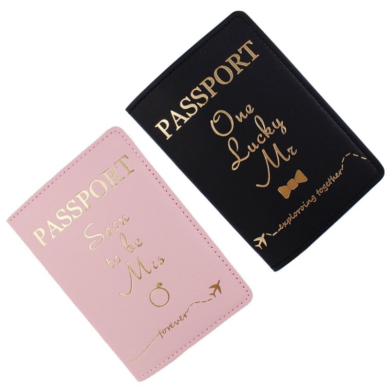 Portable Bride Groom Travel Passport Credit Card Holder Men Women Honeymoon Leather Passport Protector Organizer Cover