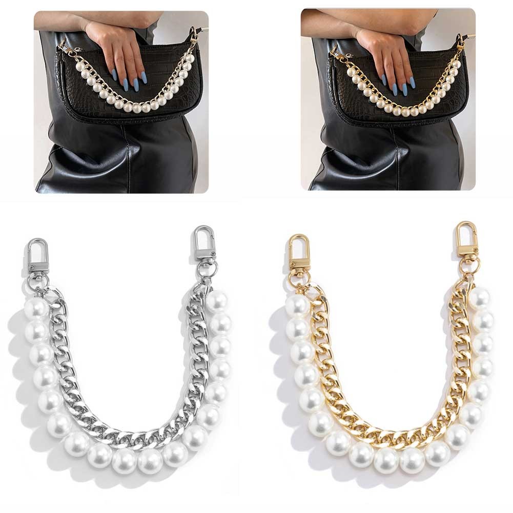 Pearl Metal Chain Bag Strap DIY Shoulder Handles Accessories For Luxury Brand Handbag Detachable Purse Chain Bag Strap