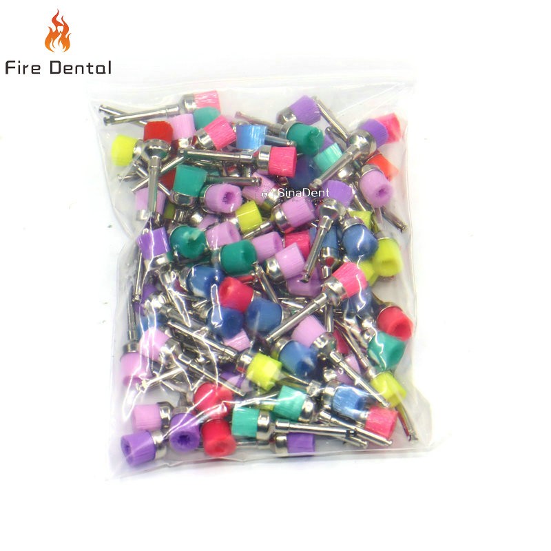 100pcs Colorful Toothbrush Bowl Latch Type Nylon for Dental Polishing Ra Shank for Teeth Cleaning