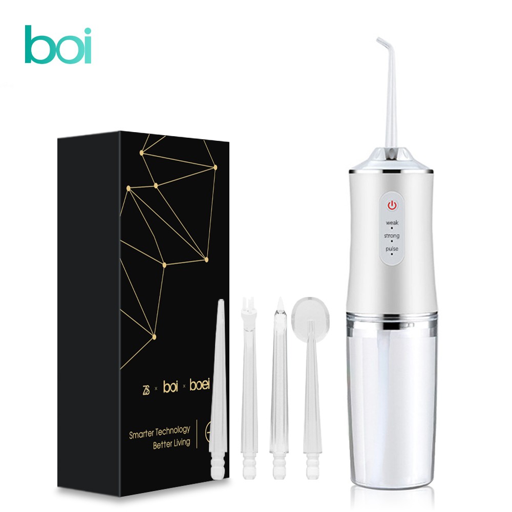 Boi 4 Nozzle Jet Water Replacement Pulse Dental Flosser Portable Smart Electric Oral Irrigator Dental Cleaning IPX7 240ml